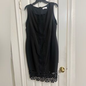 New Wallis Elegant Black Sleeveless Dress with lace trim size 12